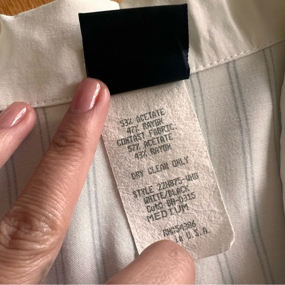 Vintage Judy Knapp White Striped Oversize Collar Long Sleeve Top Size Medium - Picture 3 of 8